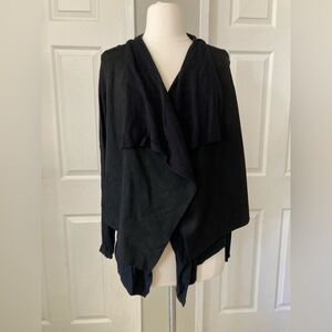 SIONI Black ON Black Faux Suede Knit Open Cardigan Women's Size M
